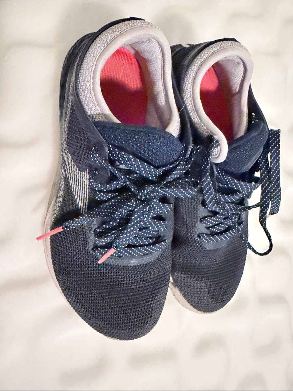 Reebok Women's Navy Knit Athletic Sneakers with Pink Insole